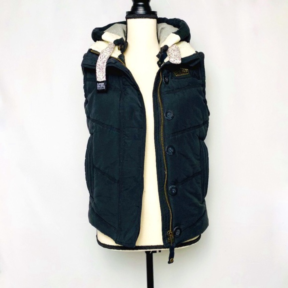 Superdry Gilet Jacket Vest with Removable Hood